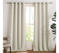 PONY DANCE Rideau Thermique à Oeillets - Draperies de Fenêtre Occultants Tombé Lourd Prêt Poser Tissu Solid pour Lumineux Bloquer, Beige Clair, L140 X H260 cm, 2 Panneaux