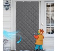 PONY DANCE Rideau Thermique Isolant Anti Froid, Couverture de Porte Insonorisée Imperméable Coupe-Vent pour Maison Chambre, Protection Épaisse Contre Le Froid, 1 PC, Gris, 90x200cm