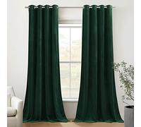PONY DANCE Rideau Vert Foncé - Rideaux Velours Anti Froid Chaleur | Occultant Thermique, Décoration Chambre Salon Fenêtre, Doux Opacité 300g/㎡ avec Oeillets, L 132 x H 280 cm, 2 Panneaux