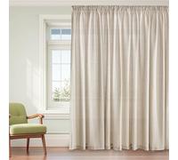 PONY DANCE Rideau Voilage Beige,Rideaux Salon en Lin Galon Fronceur | Draperies Voiles Demi Transparent, Décoration de Maison Fenetre Chambre, Largeur 300cm x Hauteur 245cm, Beige, Lot de 1