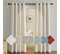 PONY DANCE Rideau Voilage Beige - Rideaux Voile en Lin avec Oeillets | Draperies Demi Transparent,Décoration de Maison Fenetre Chambre Porte,Largeur 140cm sur Hauteur 200cm,Beige,Lot de 2