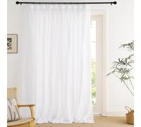 PONY DANCE Rideau Voilage Galon Fronceur Passe Tringle Voile d'Intimité | L300 x H245cm, 1 Piece, Blanc, Grande Largeur, Protection Solaire, Tissu Semi-transparent, Decoration Fenetre Maison Salon