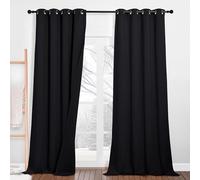 PONY DANCE Rideaux Anti Bruit - Rideaux Occultant Noir Isolant Thermique | Phonique anti Froid Chaleur, 100% Lumiere Bloquer, pour Maison Salon Chambre Fenetre, à Oeillets, L132 x H240cm, Lot de 2