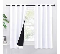 Pony Dance Rideaux Blanc - Rideaux Occultant Court Vraiment Occultant Total Lumineux Bloquer Décoration Rideaux et Draperies avec Noir Doublure, Blanc Pur, 140 x 145 cm, 2 Pièces