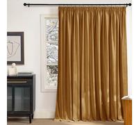 PONY DANCE Rideaux en Velours Opacité Panneaux Opaque Galon Fronceur | L300xH240cm, Doré Bronze, 1 Pièce, Décoration Fête Maison Fenêtre Thermique anti Froid Chaleur pour Chambre/Salon