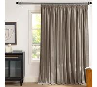 PONY DANCE Rideaux en Velours Opacité Panneaux Opaque Galon Fronceur | L300xH240cm, Taupe, 1 Pièce, Occultant, Décoration Fête Maison Fenêtre Thermique anti Froid Chaleur pour Chambre Salon