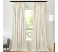 PONY DANCE Rideaux en Velours - Rideaux Opacité Opaque Galon Fronceur | Blanc Laiteux Occultant,300g/㎡, Décoration Noël Chambre Salon Fenêtre, Thermique anti Froid Chaleur, 132x240cm,2 Pcs