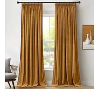 PONY DANCE Rideaux en Velours - Rideaux Opacité Opaque Galon Fronceur | Doré Bronze Occultant,300g/㎡, Décoration Noël Chambre Salon Fenêtre, Thermique anti Froid Chaleur, 132x260cm,2 Pièces