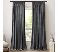 PONY DANCE Rideaux en Velours - Rideaux Opacité Opaque Galon Fronceur | Occultant,300g/㎡, Décoration Chambre Salon Fenêtre, Thermique anti Froid Chaleur, 132x240cm,Gris Foncé,2 Pièces