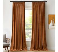 PONY DANCE Rideaux en Velours - Rideaux Opacité Opaque Galon Fronceur | Occultant,300g/㎡, Décoration Noël Chambre Salon Fenêtre, Thermique anti Froid Chaleur, 132x240cm, Caramel,2 Pièces