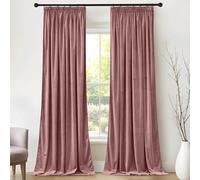 PONY DANCE Rideaux en Velours - Rideaux Opacité Opaque Galon Fronceur | Occultant,300g/㎡, Décoration Noël Chambre Salon Fenêtre, Thermique anti Froid Chaleur, 132x240cm, Rose,2 Pièces