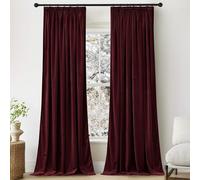 PONY DANCE Rideaux en Velours - Rideaux Opacité Opaque Galon Fronceur | Occultant,300g/㎡, Décoration Noël Chambre Salon Fenêtre, Thermique anti Froid Chaleur, 132x240cm,Rouge,2 Pièces