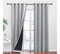 PONY DANCE Rideaux Gris - Rideau Occultant à 100% Double Rideau Thermique Anti Froid/Chaleur à Oeillets pour Chambre avec Noir Doublure Doux Epais, Gris Argenté, 140 x 220 cm, 2 PCs