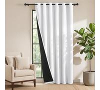 PONY DANCE Rideaux Isolant Thermique - Rideau Matelassé 100% Occultant Anti-Froid Anti-Bruit pour Fenetre Salon Chambre Porte, Grande Largeur a Oeillets, Lot de 1, L200xH210CM, Blanc Pur