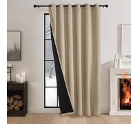 PONY DANCE Rideaux Isolant Thermique - Rideau Matelassé 100% Occultant | Anti Froid Chaleur, Anti-Bruit, Fenetre Salon Chambre Maison, Grande Largeur, Oeillets, Lot de 1, L200xH240cm, Jaune Beige