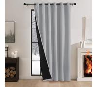 PONY DANCE Rideaux Isolant Thermique - Rideau Matelassé 100% Occultant | Anti Froid Chaleur, Anti-Bruit, Fenetre Salon Chambre Maison, Grande Largeur, Oeillet, Lot de 1, L200xH240cm, Gris Argenté