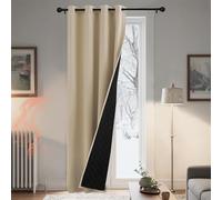 PONY DANCE Rideaux Isolant Thermique - Rideau Matelassé 100% Occultant | Anti-Froid Chaleur, Anti-Bruit, Fenetre Salon Chambre Porte, Tissu Opaque a Oeillets, Lot de 1, L140xH220CM, Jaune Beige