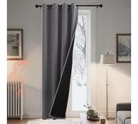 PONY DANCE Rideaux Isolant Thermique - Rideau Matelassé 100% Occultant | Anti-Froid Chaleur, Anti-Bruit, pour Fenetre Salon Chambre Porte, Tissu Opaque a Oeillets, Lot de 1, L140xH200CM, Gris
