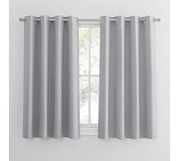 PONY DANCE Rideaux Isolant Thermiques - Rideau Lumineux Bloquer Rideaux de Fenêtre à Oeillets, 2 Panneaux, L 140 et H 145, Gris Argenté / Tissu Solid Polyester Unicolore pour Chambre