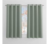 PONY DANCE Rideaux Occultant Court Thermique Petit Fenetre L132xH137cm | Draperies à Oeillets, Sauge Vert, 2 Pièces, Lumineux Bloquer, Decoration Chambre Maison Cuisine,Tenture Opaque,anti UV