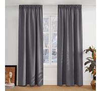 PONY DANCE Rideaux Occultant Thermique Galon Fronceur 140x300 pour Salon | Isolants Anti Chaleur Froid anti UV, Draperies Intérieurs Decoration pour Fenetre Chambre Maison, Gris,2 Panneaux