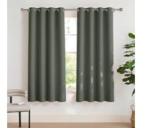 PONY DANCE Rideaux Occultant Vert - Rideau Thermique Phonique Anti Bruit Décoration de Fenêtre Salon à Oeillets Occultant Isolant Lumineux , 140 x 175 cm, Vert Gris, Lot de 2