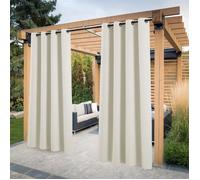 PONY DANCE - Rideaux occultants extérieurs anti-froid et anti-UV, beige clair, 132x243 cm, avec œillets, lot de 2