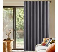 PONY DANCE Rideaux Occultants L 300 x H 225 cm - Rideau à Oeillets | Gris, Decoration de Fenêtre Chambre Salon, Lumineux Bloquer, Isolation Thermique anti UV Froid,Grande Largeur,Lot de 1