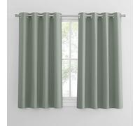 Pony Dance Rideaux Occultants - Rideau Panneaux à Oeillets de Fenêtre Tissu Court Lumineux Bloquer Isolation du Froid pour Chambre Cuisine, L 132 x H 137 cm, Sauge Vert, Lot de 2
