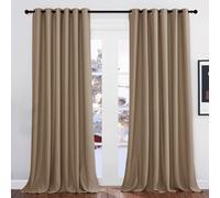 PONY DANCE Rideaux Occultants Thermiques - 200 cm Largeur sur 245 Hauteur, Cappuccino Rideau Salon à Oeillets Draperies Isolant Anti Froid /Chaleur Lumineux Bloquer pour Mieux Sommeil, 2 PCs