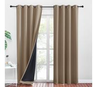 PONY DANCE Rideaux Opaque Occultant Draperies Isolant Thermique Anti Froid Total Lumineux Bloquer pour Chambre a Oeillets avec Noir Doublure, Taupe Marron, L 140 sur H 200cm, 1 Paire