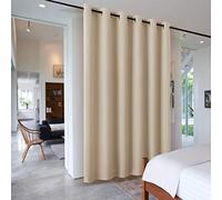 PONY DANCE Rideaux Separation de Piece - Grande Largeur L304 x H243cm | Cloison Amovible Occultant, Dressing à Oeillet, Décoration Chambre Salon, Paravent Protection Regards, Jaune Beige, 1 Pc