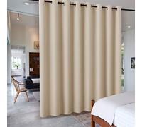 PONY DANCE Rideaux Separation de Piece - Grande Largeur L457 x H243cm | Cloison Amovible Occultant, Dressing à Oeillet, Décoration Chambre Salon, Paravent Protection Regards, Jaune Beige, 1 Pc