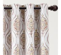 PONY DANCE Rideaux Vintage 100 % Occultants, Imprimé Style Baroque, Rideaux Isolants Thermiques pour Chambre Salon, 2 Panneaux, L 132 x H 220 cm, Terracotta