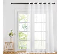 PONY DANCE Rideaux Voilage Grande Largeur - Voilages Blanc avec Œillets | Décoration pour Salon Maison Chambre Fenêtre,Draperies Intérieurs Semi-Transparent, Largeur 200 x Hauteur 245cm, Lot de 1
