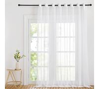 PONY DANCE Rideaux Voilage Grande Largeur - Voilages Blanc avec Œillets | Décoration pour Salon Maison Chambre Fenêtre,Draperies Intérieurs Semi-Transparent, Largeur 300 x Hauteur 260cm, Lot de 1
