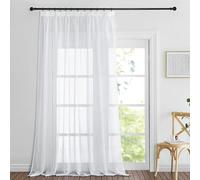 PONY DANCE Rideaux Voilage Grande Largeur - Voilages Blanc Galon Fronceur | Décorations Dressing Porte Salon Chambre Fenêtre Intérieur, Séparation des Pièces, Largeur 300 x Hauteur 260cm, Lot de 1