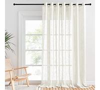 PONY DANCE Rideaux Voilage - Voilages Grande Largeur L254cm x H260cm | Décoration Salon Chambre Fenêtre, Draperies avec Oeillet, Demi-Transparent, Filtrant la Lumière, 1 Pièce, Beige Clair