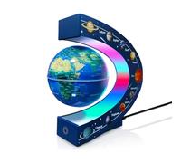 Poojaed - Lampe à globe magnétique avec lumières LED, pour bureau, maison, bibliothèque, cadeau parfait pour hommes, femme, papa, maris (globe 8,5 cm, Bleu (Nine Planets))