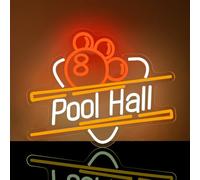 Pool Hall Enseigne Lumineuse,Billard Neon LED Mural Decoration pour Bar Club Party Pub Pool Hall Chambre,Snooker Dimmable Eclairage LED Cadeau pour Ado Madame Monsieur Alimenté par USB （15.4"*12.3"）