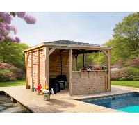 Pool House en Bois avec 2 Comptoirs et 2 Vantelles - Foresta BLUETERM