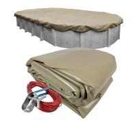 Pool Mate 15x27ft Premium Tan Winter Oval Pool Cover for Above Ground Pools, 4ft Overlap (19x31ft Cover Size), Solid 14x14 Scrim, 5.2 oz/yd2, 20-Year Warranty, Style: 311527-4-PM