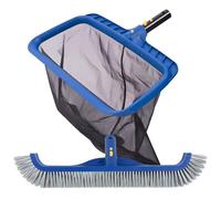 POOLAZA Kit Nettoyage Piscine - Épuisette Maille Fine & Brosse 45 cm | Maille extra fine, Cadre renforcé, Brosse 45 cm poils nylon haute densité, Nettoyage paroi/fond/angle, Pour piscine hors sol