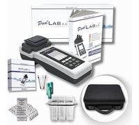 PoolLab 2.0 avec 70 pastilles de test et sac, édition spéciale pour MediMuc - 24 paramètres - App, logiciel - Mesure jusqu'à 3 paramètres dans un test + mallette de rangement vide