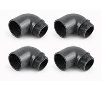 Poolmart Coude 90° en PVC-U 50 mm x 1 1/2" Manchon adhésif x filetage extérieur 10 bar Gris PVC Raccord pour systèmes de tuyauterie, piscine, irrigation, industrie (50 mm x 1 1/2", 4 pièces)