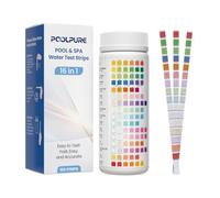 POOLPURE 100x Bandelettes Spa et Piscine 16-en-1 | Testeur Spa et Piscine de Haute Précision | Bandelette PH Spa, Chlore, Brome, Dureté Totale, Nitrate, Acide Cyanurique, Alcalinité et Métaux Lourds