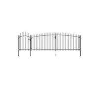 vidaXL Portail avec dessus en lance 5x2 m Noir
