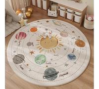 Poowe Solar System Tapis éducatif pour enfants pour salle de jeux et chambre d'enfant (80 cm, rond)
