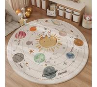 Poowe - Tapis de jeu pour enfants - Système solaire - Éducatif - Tapis doux pour enfants pour la salle de jeux et la chambre (100 cm de diamètre)