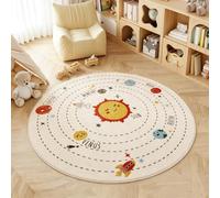 Poowe Tapis pour Enfants avec système Solaire, Tapis d'apprentissage éducatif, Tapis Amusant pour Salle de Jeux et Chambre d'enfant (Rond de 100 cm)